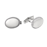 Sterling Silver Oval Cuff Links with Beaded Border